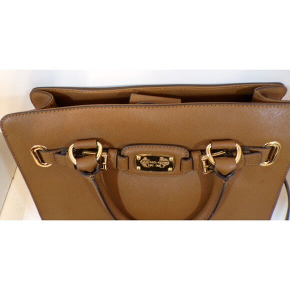Michael Kors Hamilton large camel satchel shoulder bag purse - Picture 3 of 11